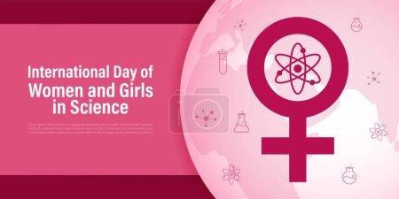 Vektorillustration zum Internationalen Tag der Frauen und Mädchen in der Wissenschaft am 11. Februar