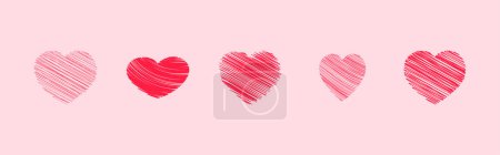 Illustration for Vector illustration of abstract hand drawn Hearts set - Royalty Free Image