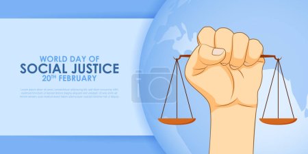 Téléchargez les illustrations : Vector illustration of World Day of Social Justice 20 February - en licence libre de droit