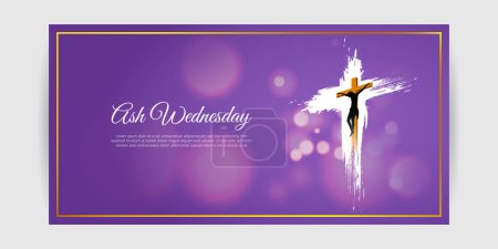 Ilustración de Vector illustration of Ash Wednesday Christian holy day banner - Imagen libre de derechos