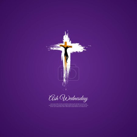 Illustration for Vector illustration of Ash Wednesday Christian holy day banner - Royalty Free Image
