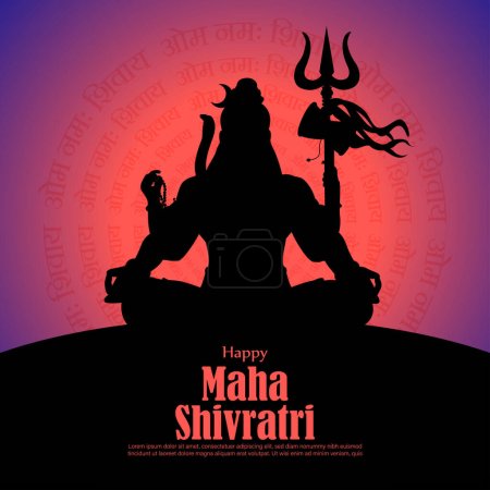 Illustration for Vector illustration of Happy Maha Shivratri wishes banner with Om Namah Shivaya hindi text - Royalty Free Image