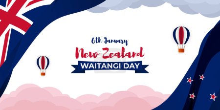 Illustration for Vector illustration of Happy Waitangi Day in New Zealand banner - Royalty Free Image