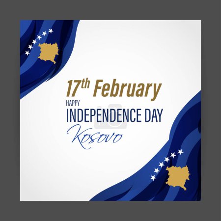 Téléchargez les illustrations : Vector illustration of Kosovo Independence Day banner - en licence libre de droit