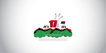 Illustration for Vector illustration of happy revolution day Libya banner - Royalty Free Image