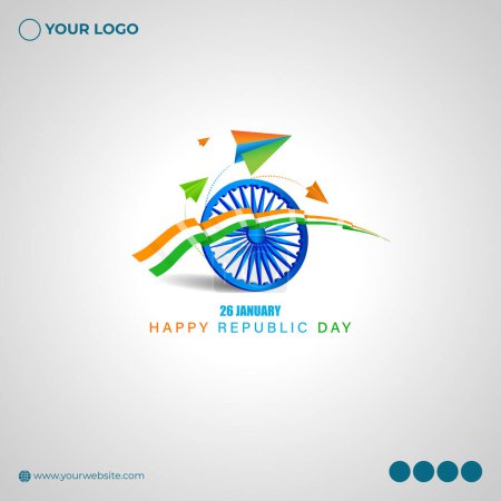 Téléchargez les illustrations : Illustration vectorielle de Happy Indian Republic Day 26 janvier - en licence libre de droit