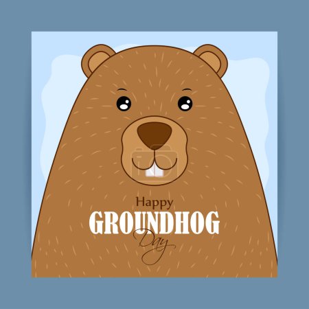 Ilustración de Vector illustration of Happy Groundhog Day wishes banner - Imagen libre de derechos