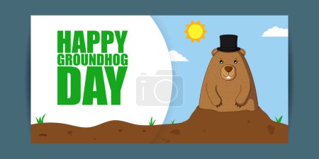 Ilustración de Vector illustration of Happy Groundhog Day wishes banner - Imagen libre de derechos