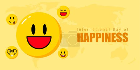 Téléchargez les illustrations : Illustration vectorielle pour la Journée internationale du bonheur - en licence libre de droit