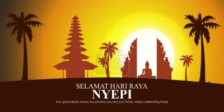 Téléchargez les illustrations : Vector illustration of Hari Raya Nyepi banner - en licence libre de droit