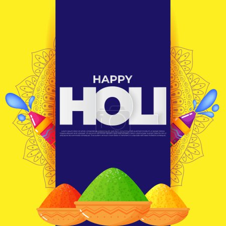 Téléchargez les illustrations : Vector illustration of Happy Holi festival greeting Festival of Colors - en licence libre de droit