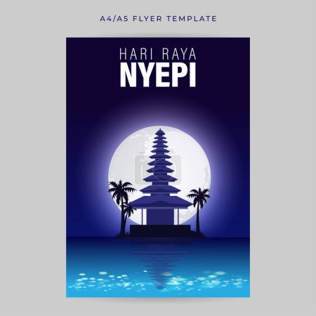 Téléchargez les illustrations : Illustration vectorielle du modèle de maquette de bannière Selamat Hari Raya Nyepi A4 - en licence libre de droit