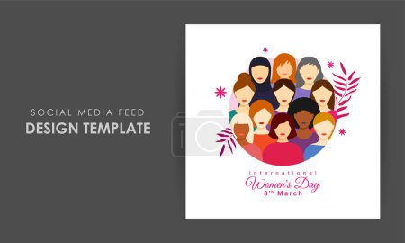 Ilustración de Vector illustration of Happy International Women's Day social media story feed mockup template - Imagen libre de derechos
