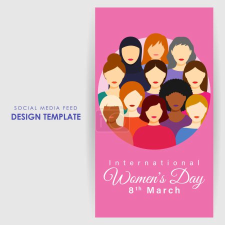 Ilustración de Vector illustration of Happy International Women's Day social media story feed mockup template - Imagen libre de derechos