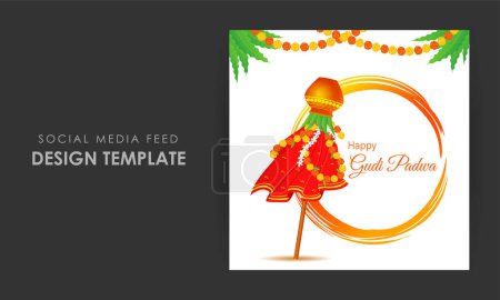 Illustration for Vector illustration of Happy Gudi Padwa social media story feed mockup template - Royalty Free Image