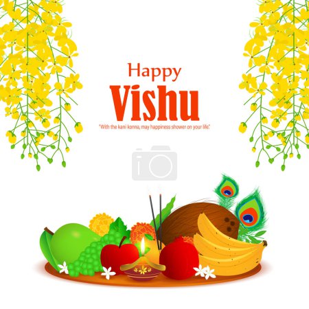 Ilustración de Vector illustration of Happy Vishu wishes greeting banner - Imagen libre de derechos
