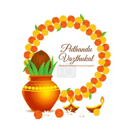 Téléchargez les illustrations : Illustration vectorielle de la bannière de vœux Happy Puthandu - en licence libre de droit