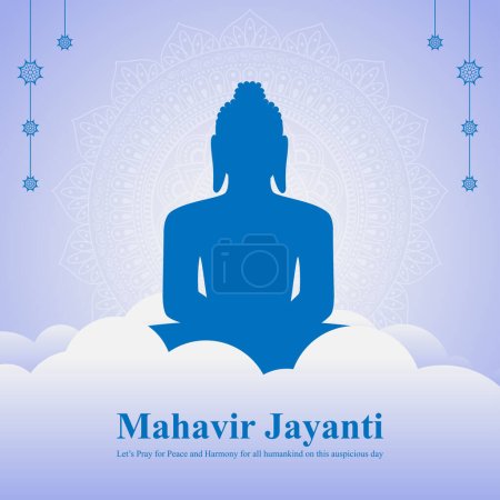 Illustration for Vector illustration of Mahavir Jayanti wishes banner - Royalty Free Image