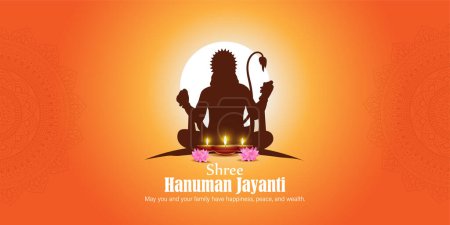 Illustration for Vector illustration of Happy Hanuman Jayanti wishes greeting - Royalty Free Image