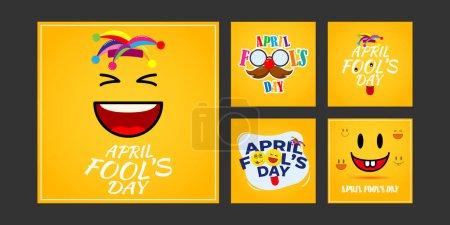 Illustration for Vector illustration of Happy April Fools' Day social media story feed set mockup template - Royalty Free Image
