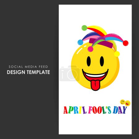 Illustration for Vector illustration of Happy April Fools' Day social media story feed mockup template - Royalty Free Image