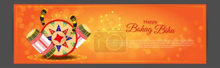 Téléchargez les illustrations : Illustration vectorielle du Nouvel An Assamais Joyeux Bohag Bihu - en licence libre de droit
