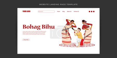 Téléchargez les illustrations : Illustration vectorielle du modèle de bannière de page de renvoi du site Web Happy Bohag Bihu - en licence libre de droit