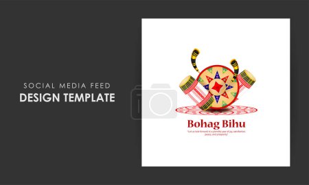 Téléchargez les illustrations : Illustration vectorielle de Happy Bohag Bihu modèle de modélisation d'histoire de médias sociaux - en licence libre de droit