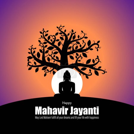 Ilustración de Vector illustration of Mahavir Jayanti wishes banner - Imagen libre de derechos