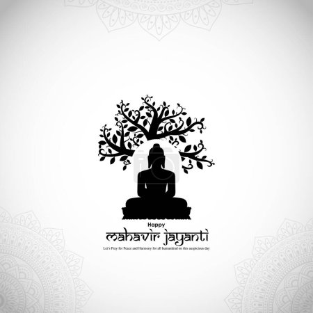 Ilustración de Vector illustration of Mahavir Jayanti wishes banner - Imagen libre de derechos