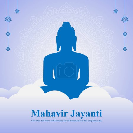 Téléchargez les illustrations : Illustration vectorielle de la bannière voeux Mahavir Jayanti - en licence libre de droit