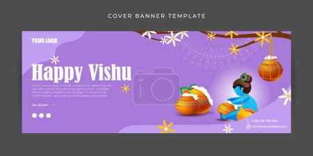 Téléchargez les illustrations : Illustration vectorielle du modèle de maquette de bannière Facebook Happy Vishu - en licence libre de droit