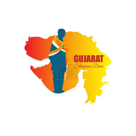 Ilustración vectorial del saludo feliz día de Gujarat