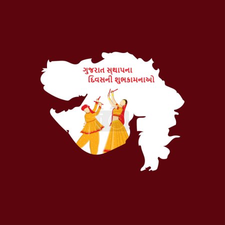 Vector illustration of Happy Gujarat Day greeting