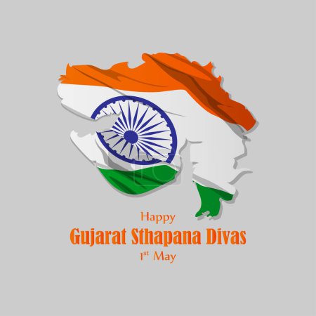 Illustration for Vector illustration of Happy Gujarat Day greeting - Royalty Free Image