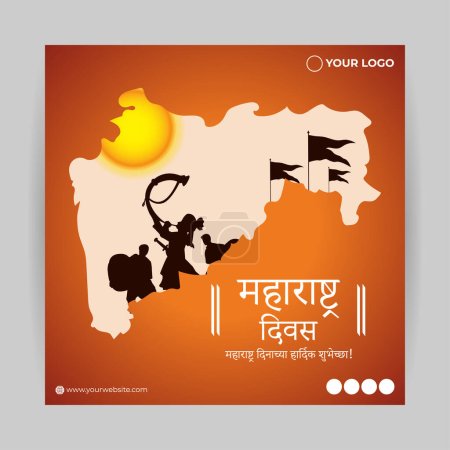 Illustration for Vector illustration of Happy Maharashtra Day social media story feed mockup template - Royalty Free Image