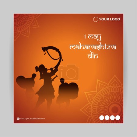 Ilustración vectorial de Happy Maharashtra Day plantilla de maqueta de alimentación de historia de redes sociales