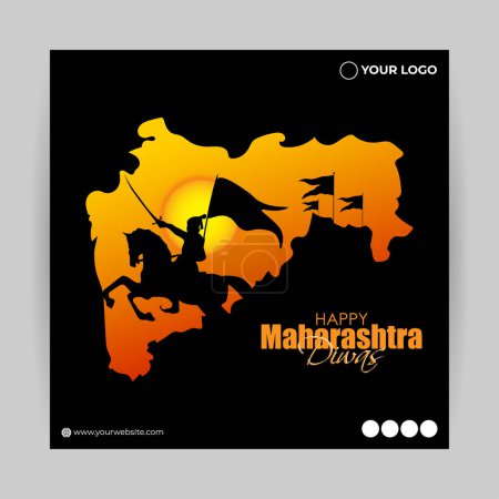 Illustration for Vector illustration of Happy Maharashtra Day social media story feed mockup template - Royalty Free Image