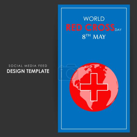 Téléchargez les illustrations : Illustration vectorielle du modèle de maquette d'histoire de médias sociaux de la Journée mondiale de la Croix-Rouge - en licence libre de droit