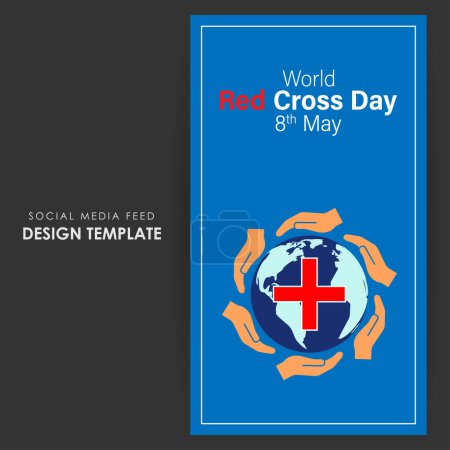 Illustration for Vector illustration of World Red Cross Day social media story feed mockup template - Royalty Free Image