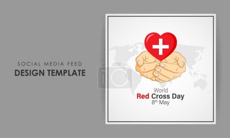 Illustration for Vector illustration of World Red Cross Day social media story feed mockup template - Royalty Free Image