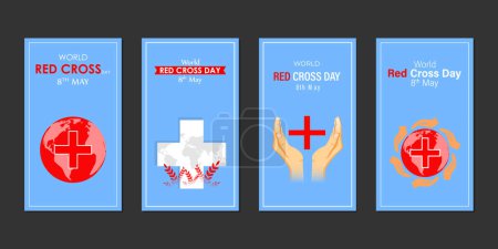 Illustration for Vector illustration of World Red Cross Day social media story feed set mockup template - Royalty Free Image