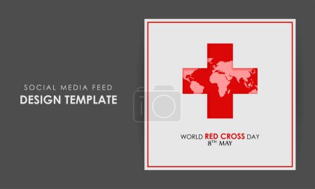 Téléchargez les illustrations : Illustration vectorielle du modèle de maquette d'histoire de médias sociaux de la Journée mondiale de la Croix-Rouge - en licence libre de droit