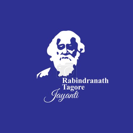 Ilustración vectorial del saludo feliz Rabindranath Tagore Jayanti