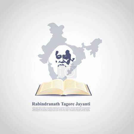 Illustration for Vector illustration of Happy Rabindranath Tagore Jayanti social media story feed mockup template - Royalty Free Image