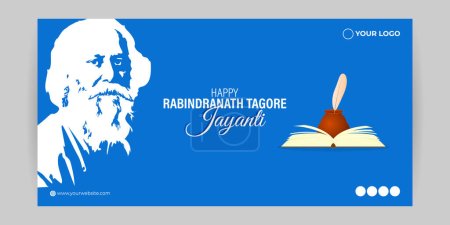 Téléchargez les illustrations : Illustration vectorielle de Happy Rabindranath Tagore Jayanti modèle de modélisation d'histoire de médias sociaux - en licence libre de droit