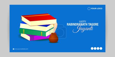 Vector illustration of Happy Rabindranath Tagore Jayanti social media story feed mockup template