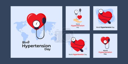 Illustration for Vector illustration of World Hypertension Day social media story feed set mockup template - Royalty Free Image
