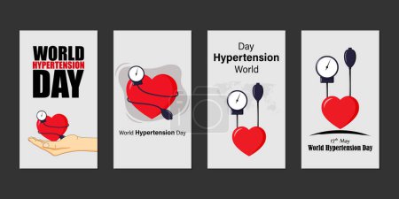 Illustration for Vector illustration of World Hypertension Day social media story feed set mockup template - Royalty Free Image