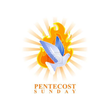 Téléchargez les illustrations : Concept d'illustration vectorielle de la bannière de salutation du dimanche de Pentecôte - en licence libre de droit